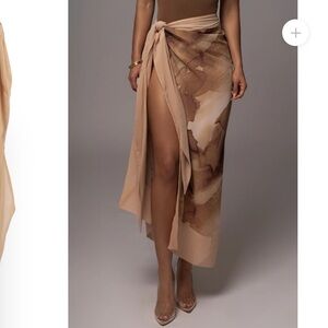 TAN ABSTRACT MARINE PRINT SARONG